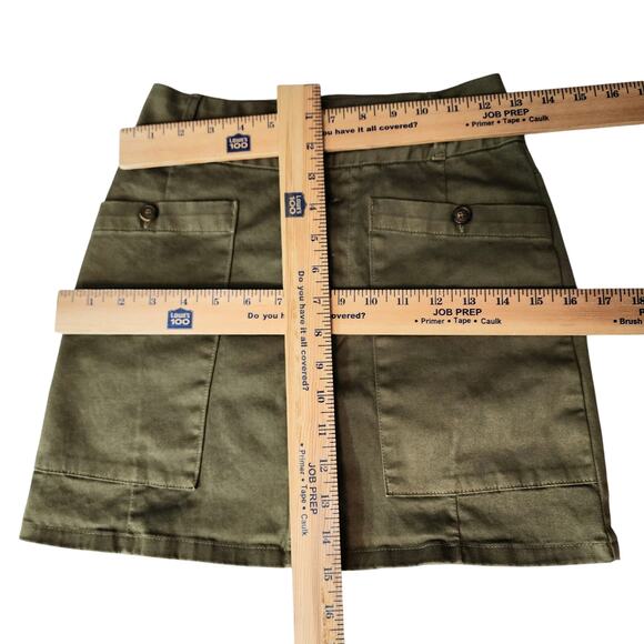 Frame Denim Mini Skirt 24 Women Army Olive Green Button Pockets Festival Stretch - Picture 6 of 6